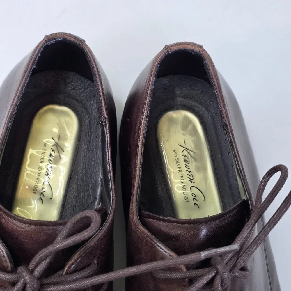 Kenneth Cole Reaction Dress Oxford Shoes Men's Size 9 Dark Brown Leather Classic
